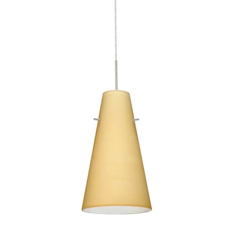 Besa Lighting Cierro Cord Pendant, Vanilla Matte, Satin Nickel Finish, 1x9W LED 1JT-4124VM-LED-SN